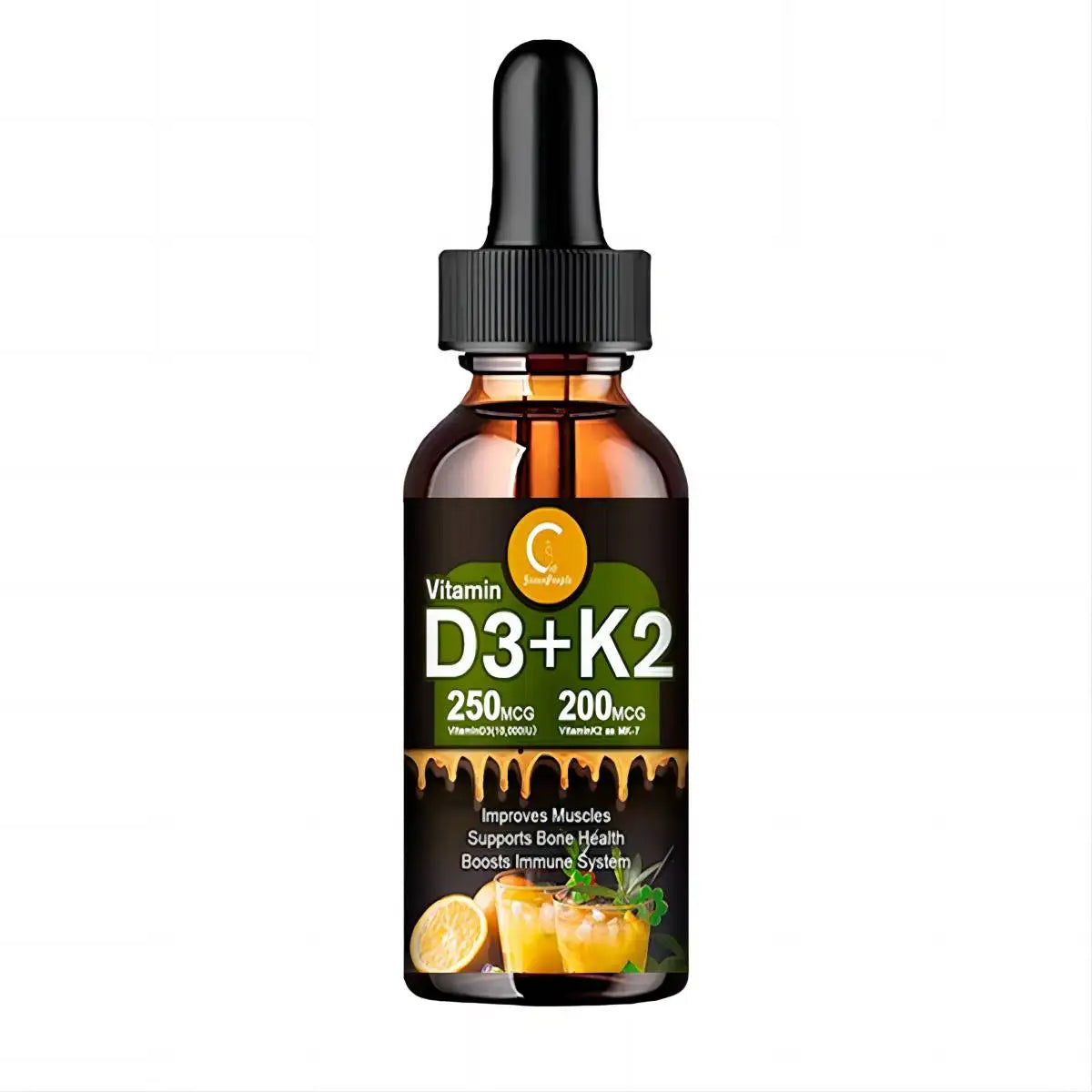 Vitamin C D3+K2 improve abdominal blood circulation, improves Muscles supports bone health boosts immune system